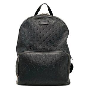 Auth GUCCI Guccissima 406370 Black Leather - Backpack